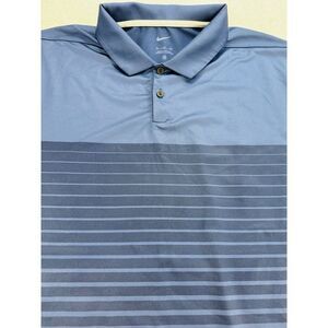 Nike Golf Shirt Mens XL Royal and‎ Navy Striped Colorblock Standard Fit